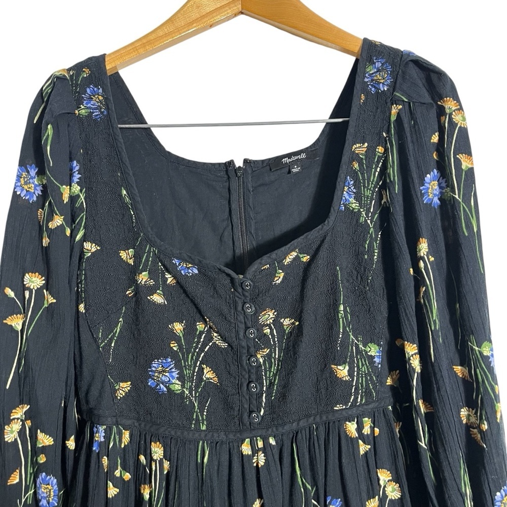 MADEWELL Xiomara Floral Print Long Sleeve Cotton Midi Dress N5287 - Picture 4 of 11
